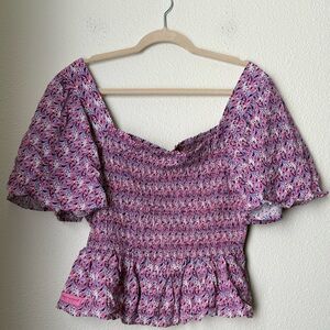 Simply Southern Paisley Flared Sleeve Smocked Shirt